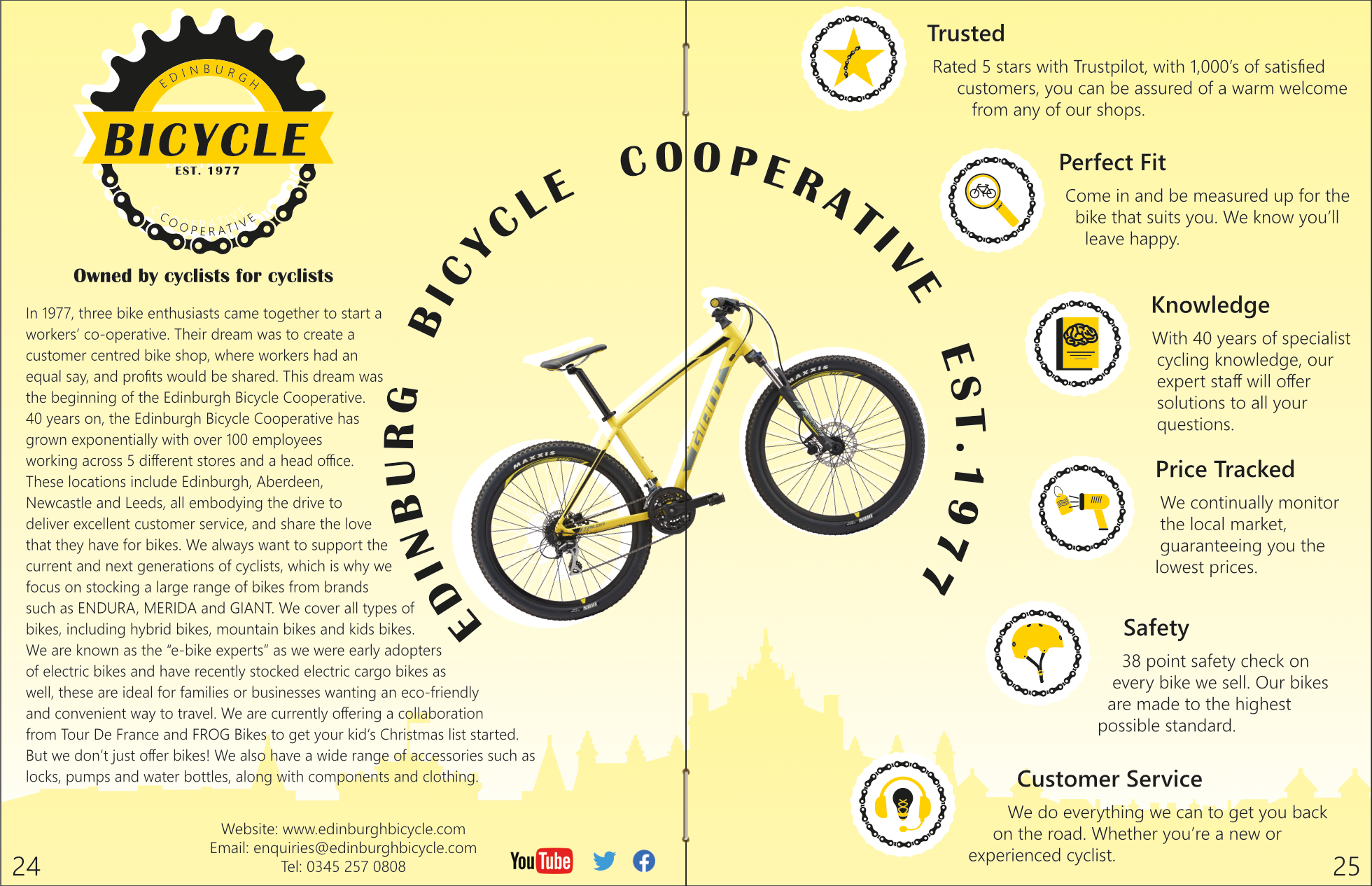 Retro magazine advertisement for the edinburgh bicycle cooperative 