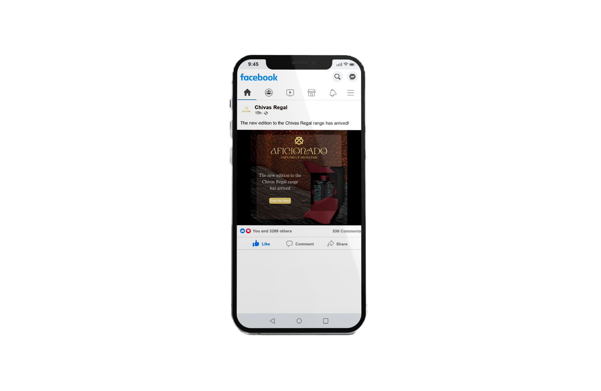 a facebook advert to display the new whisky product available on the market 