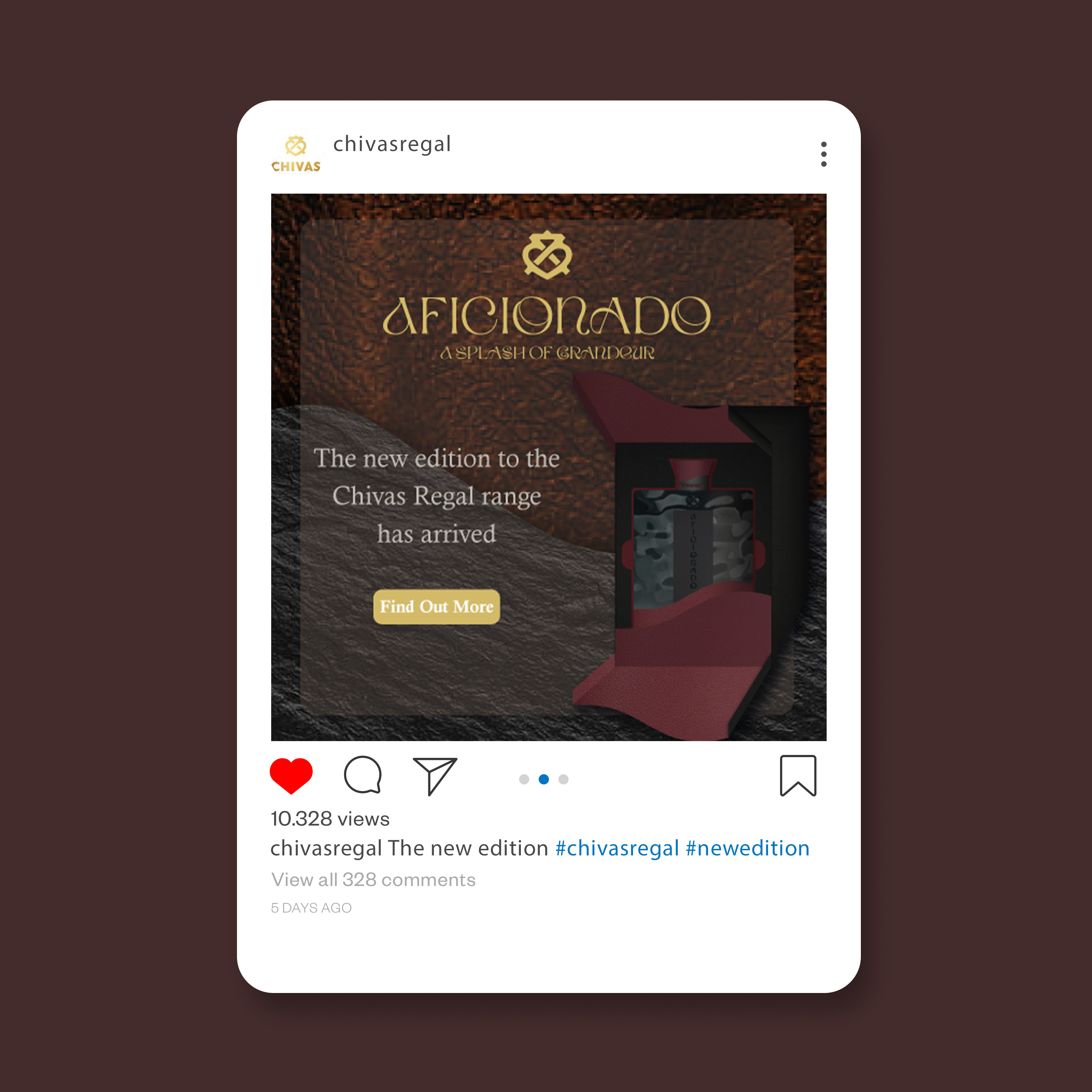 instagram advert showing the whisky product and where to purchase it from 