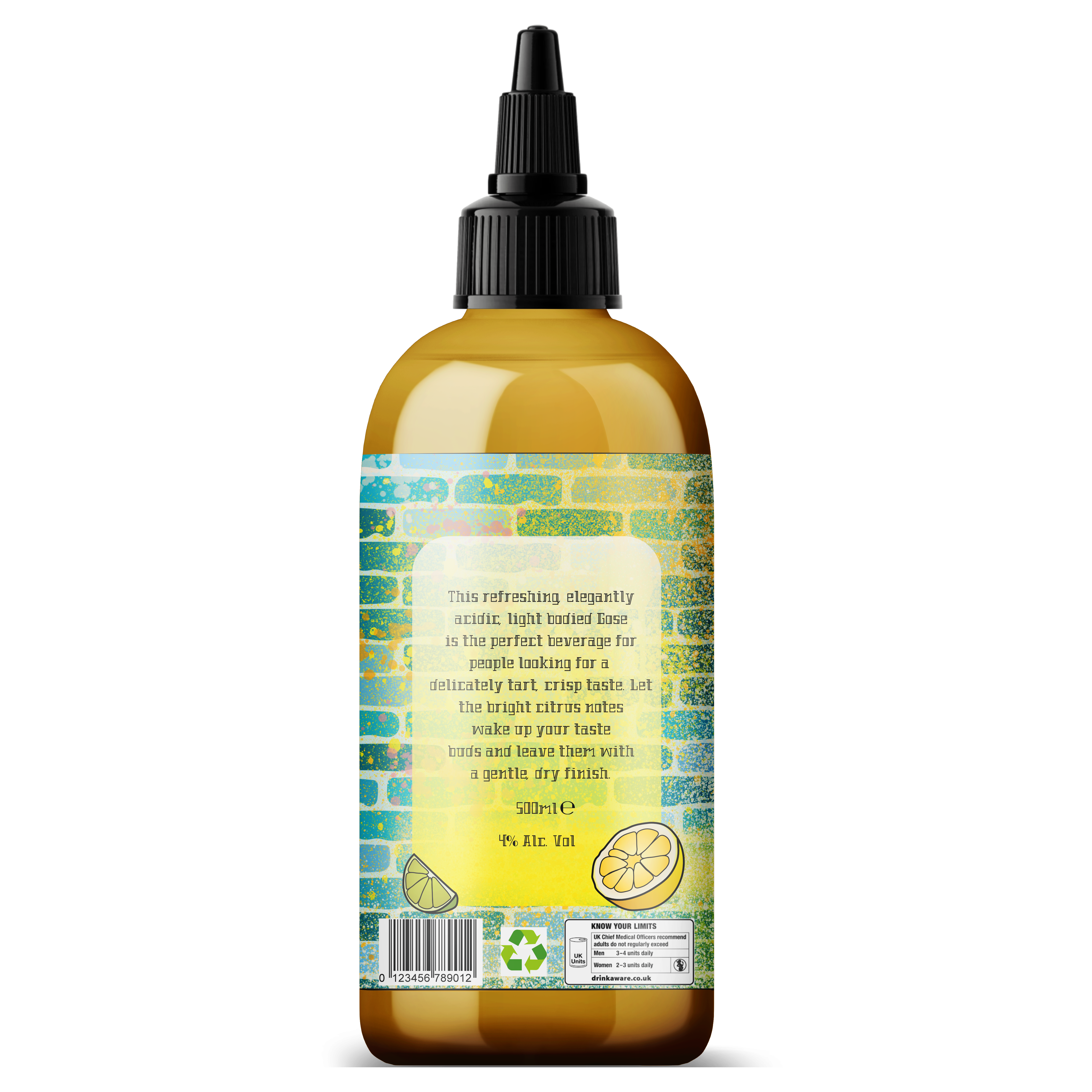 A beer bottle with an urban graffiti tattoo inspired label