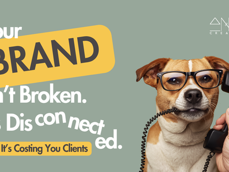 Illustration of brand misalignment showing how disconnected branding, website design, and marketing content can negatively impact conversions and customer trust.