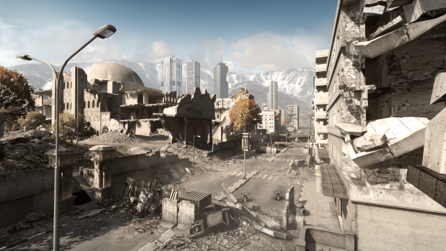 War-torn city street transition map