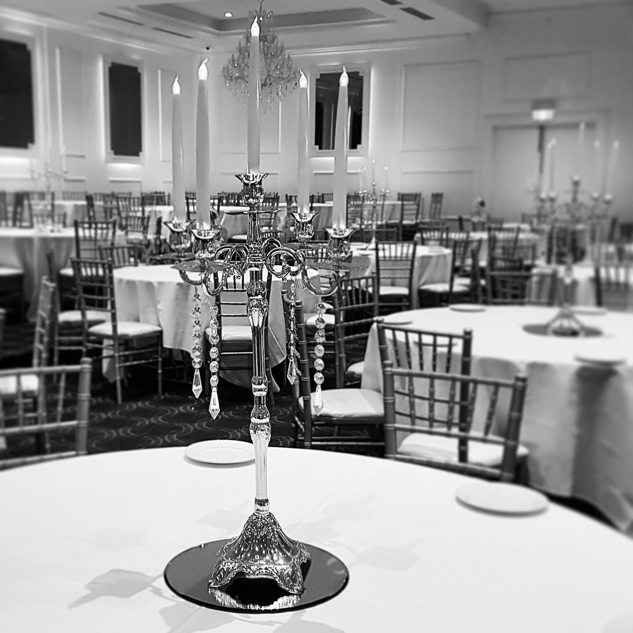 Ornate 5 arm candelabra – Silver