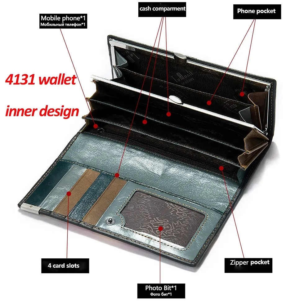 Thumbnail: Genuine Leather Colorful Clutch Wallet Luxury Multi-Compartment Coin Purse