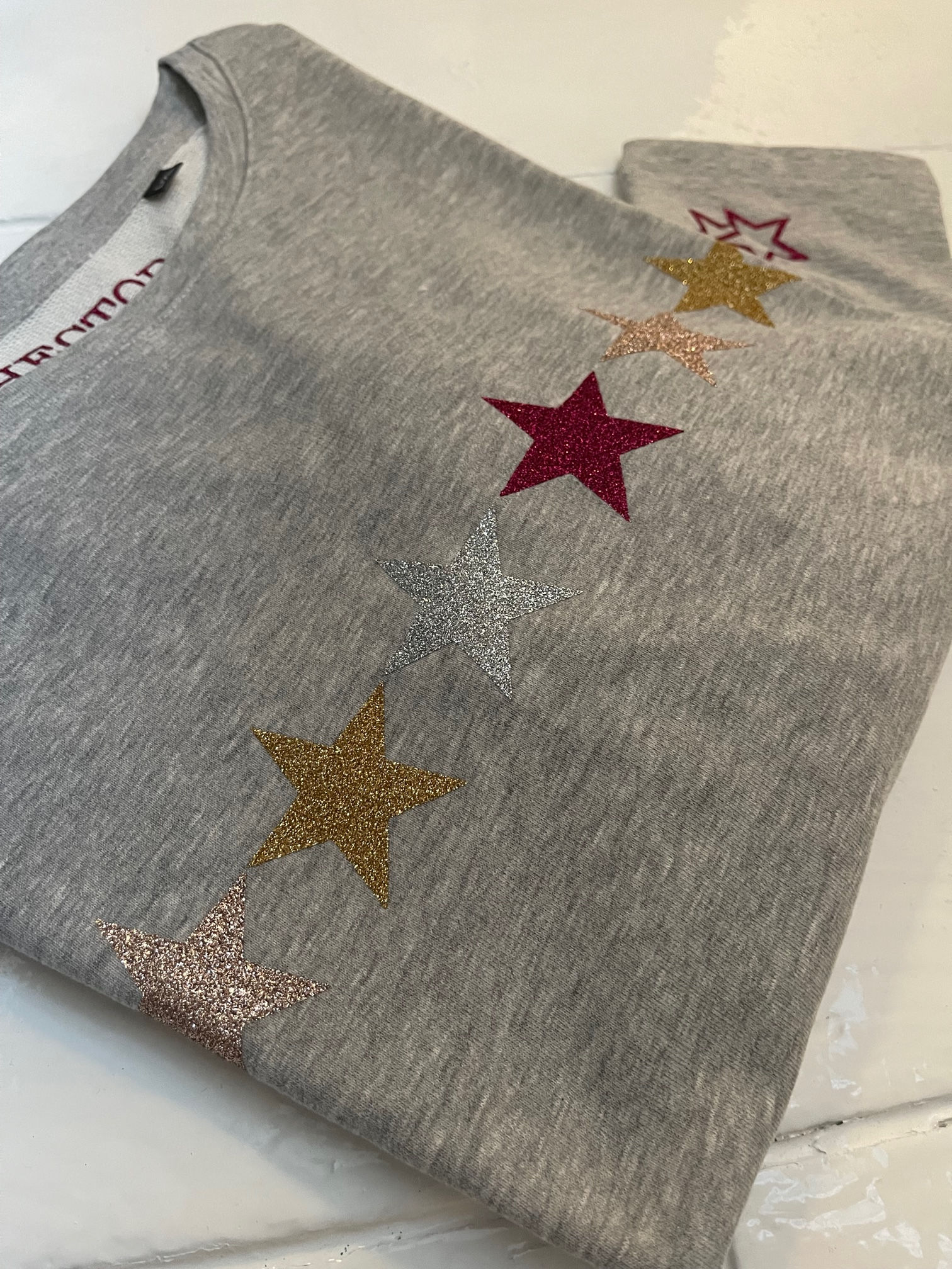 Super Soft Grey Slouch - Sparkly Stars