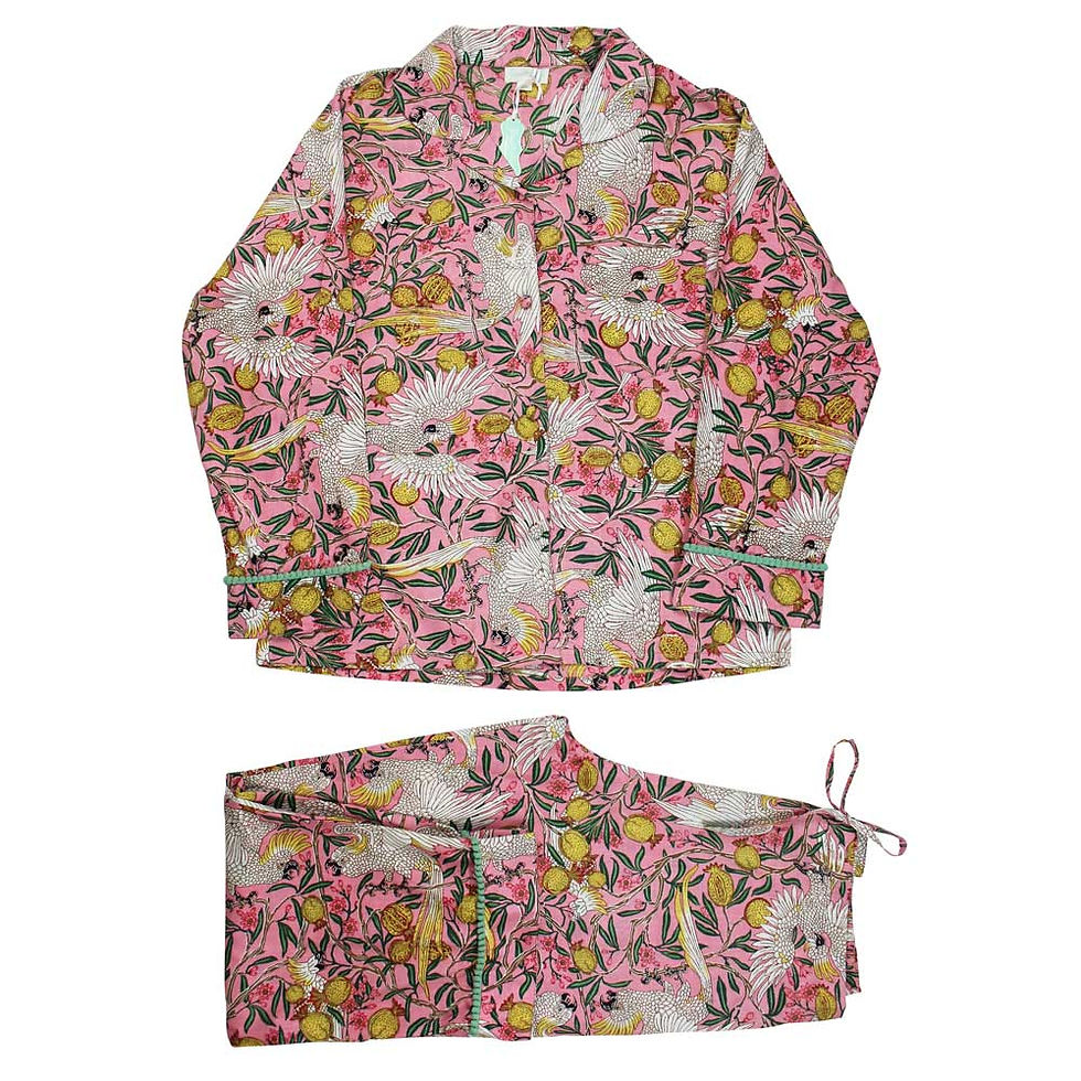 Thumbnail: Pure Cotton Pink Tropical Pyjama Set