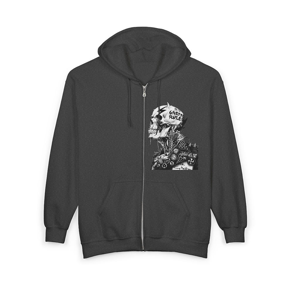 Miniatura: Skull Mechanic Zip Hoodie Vintage Industrial Skull Anatomy Graphic