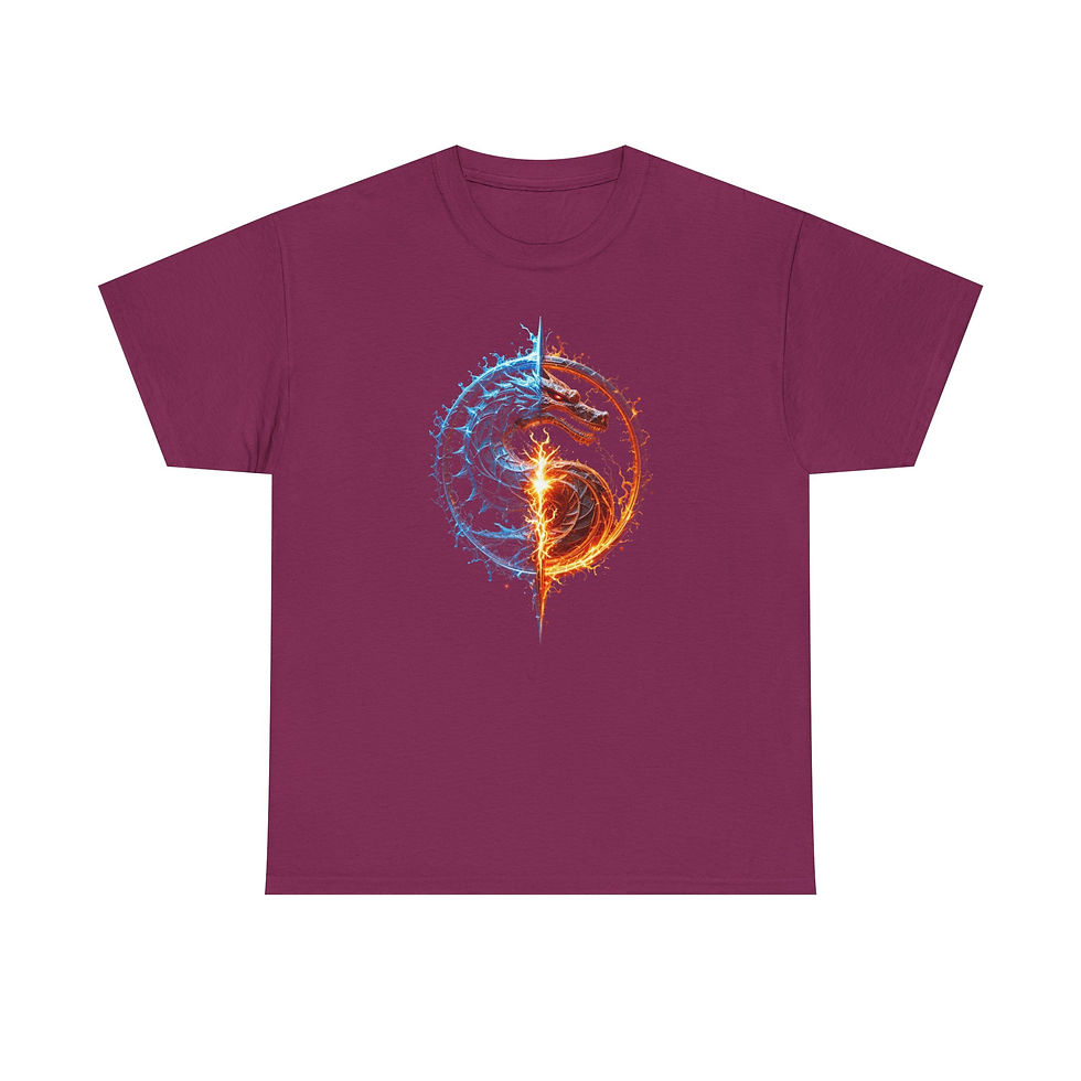 Miniatura: Fire and Ice Dragon Yin Yang Graphic Tee