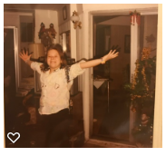 Melissa of Disabled Disney at approx 10 years old wearing a white shirt and black pants dancing