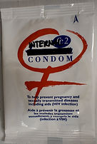 Image of an internal condom wrapper, contains text: "To help prevent pregnancy and the spread of sexually transmitted diseases including aids (HIV infection)"