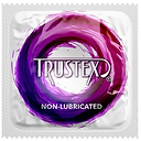 White condom wrapper with Trustex logo, labeled "non-lubricated"