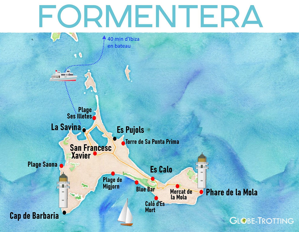 carte de Formentera plan touristique