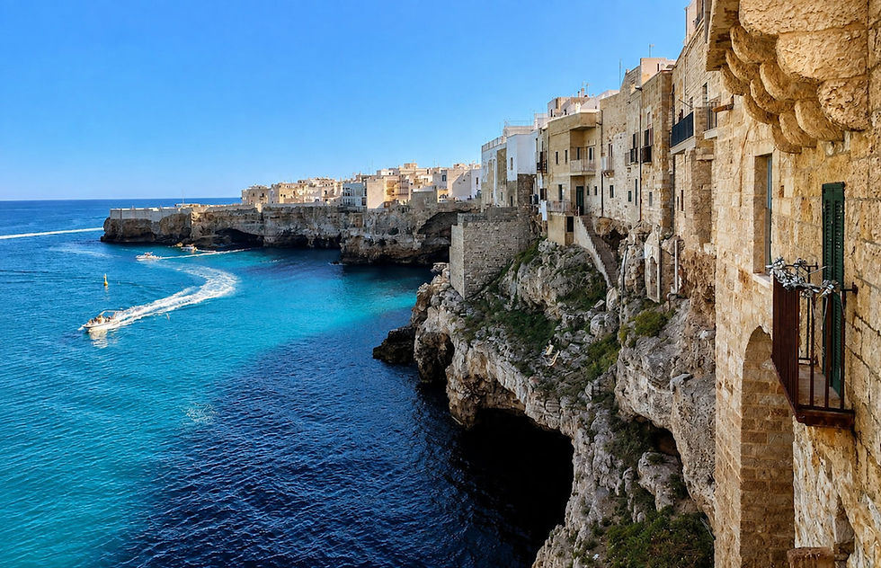 vue panoramique sur la falise de Polignano a Mare