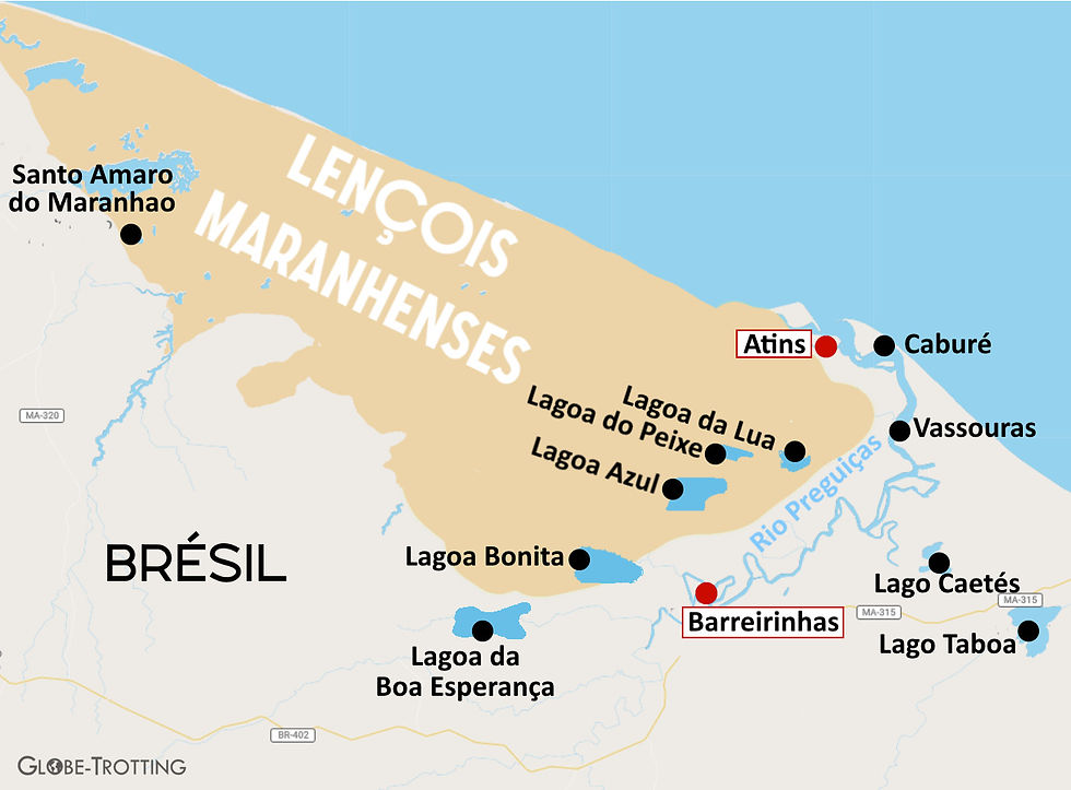 Plan Map Carte Lençóis Maranhenses.