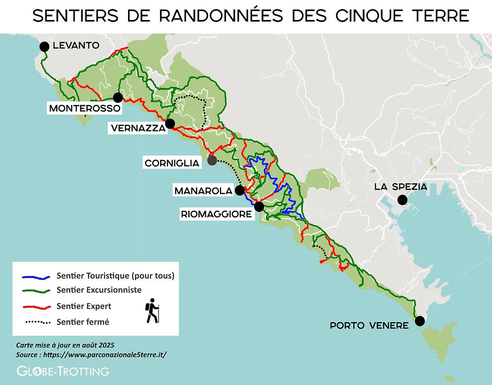 Carte randonnées Cinque Terre