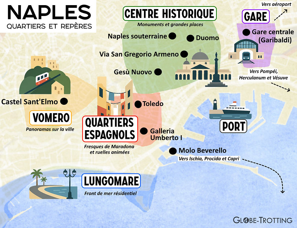 Carte de Naples, quartiers et incontournables dans la ville