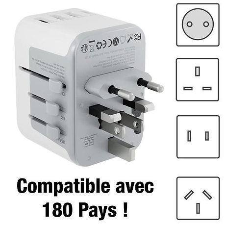 Gadget pour prises en voyage adaptateur