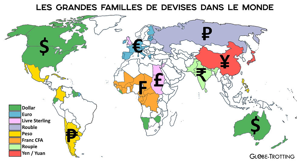 Carte devises dans le Monde