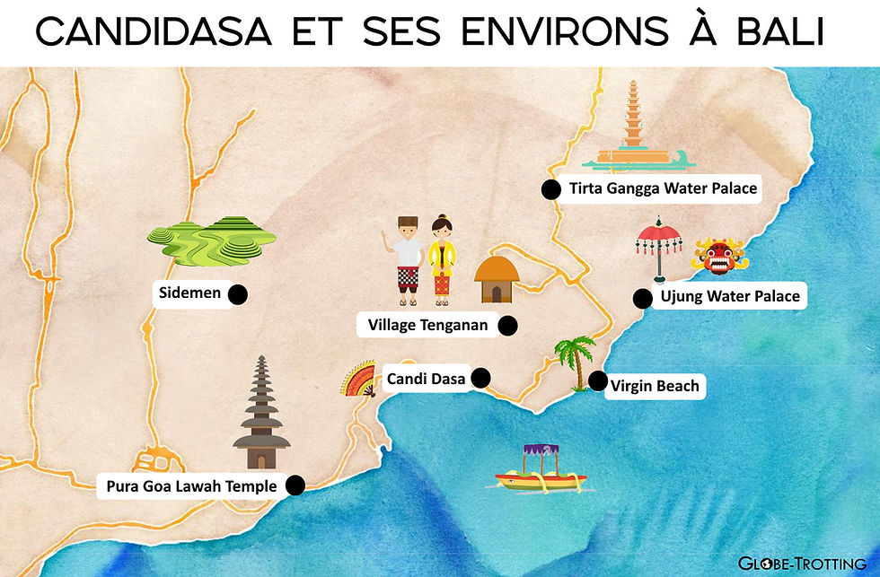 Candidasa carte plan map BALI