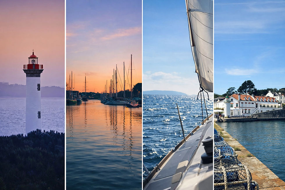Vacances en voilier en France, mosaïque de paysages