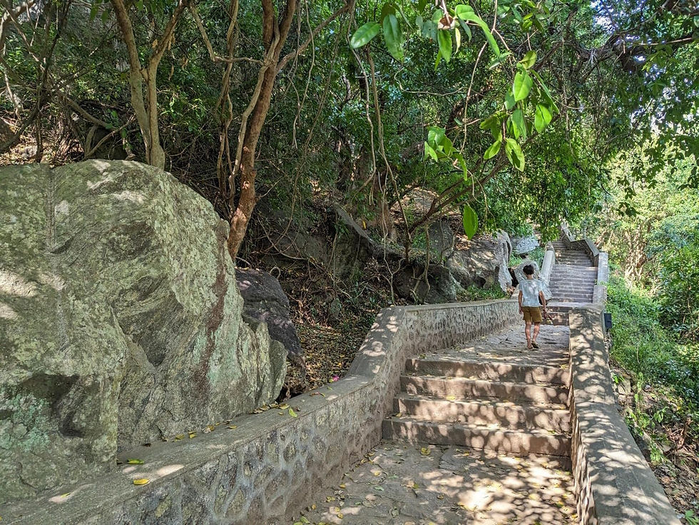 Les marches vers les grottes de Dambulla