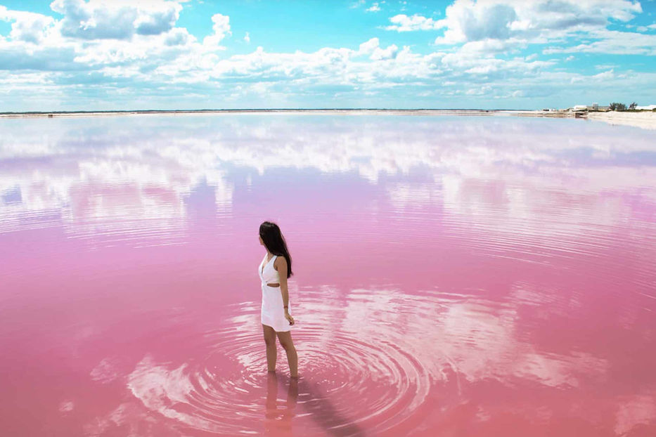 Lagon rose de Las Coloradas dans le Yucatán au Mexique