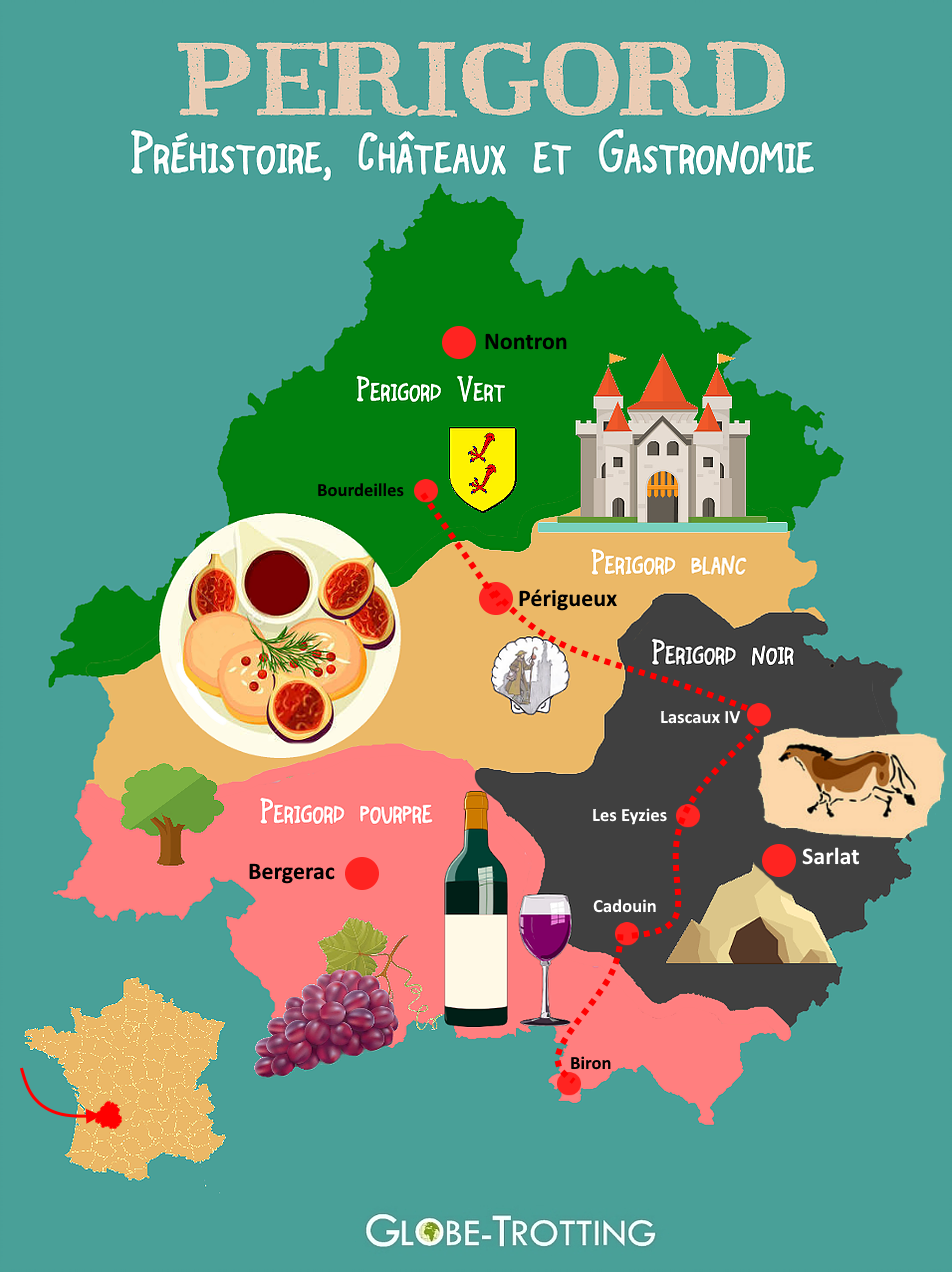 Carte touristique du Périgord » Vacances - Guide Voyage