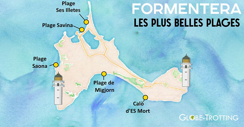 carte des plus belles plages de Formentera