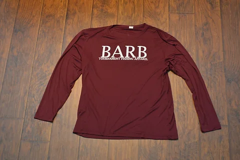 Maroon Performance Long Sleeve Fishing Shirt Barbfishing