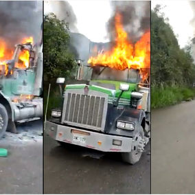 Incendiaron siete tractomulas en plena vía de Norte de Santander