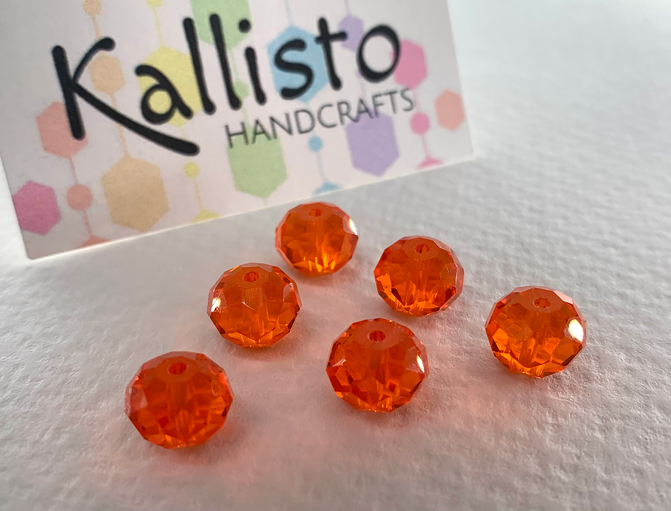 10mm Tangerine Tango Glass Rondelle Bead