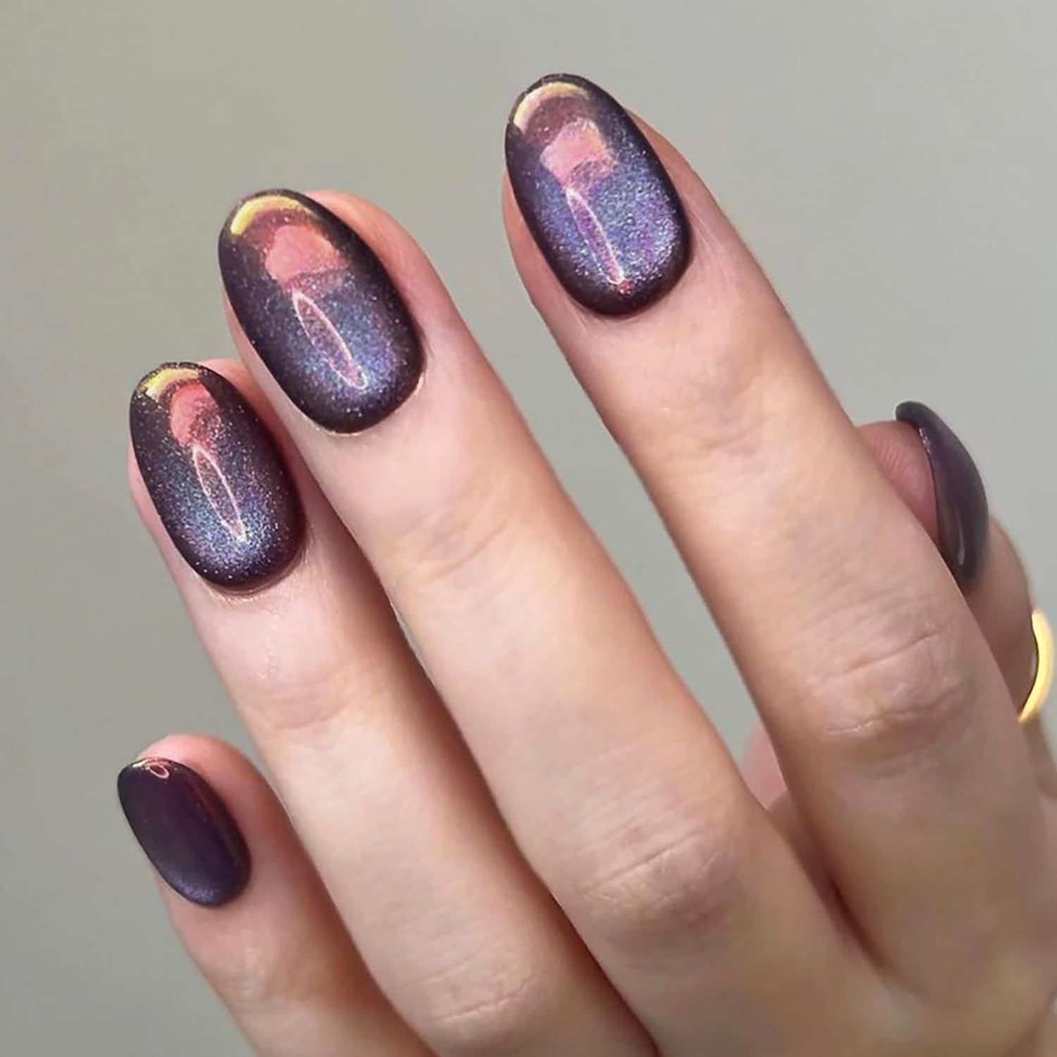 Press on Nails Short Oval False Nails Cat Eye Fake Nails Plating Artificial Nail