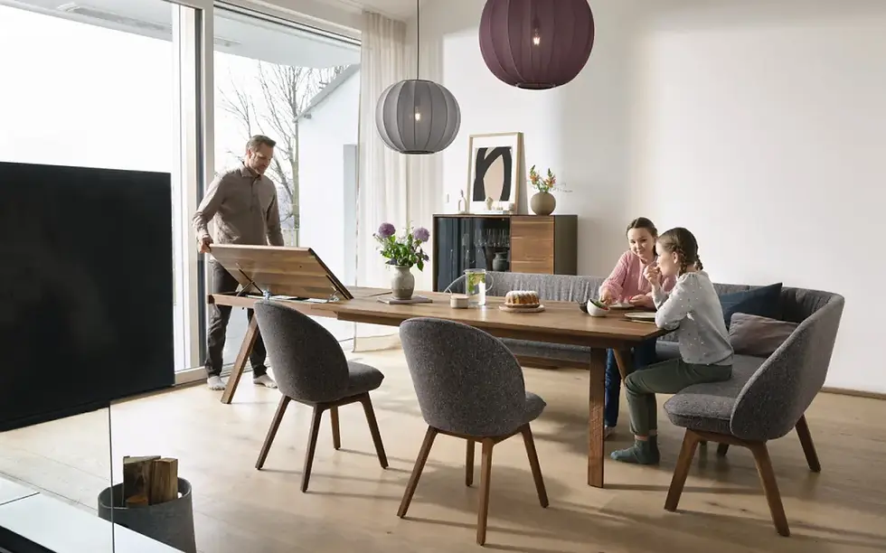 TEAM 7 Taso solid wood dining table in a modern family dining room