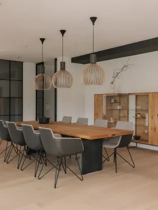 dining table solid wood dining table in modern luxury dining room
Modern TEAM 7 Mylon dining table with upholstered chairs in contemporary European interior