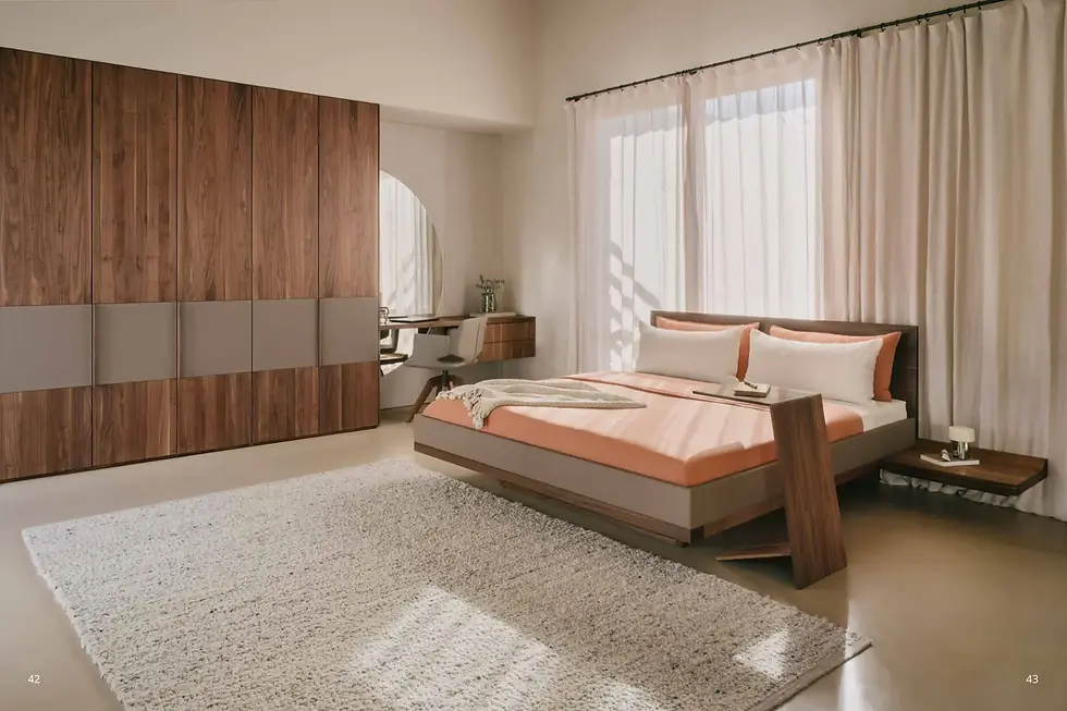 TEAM 7 riletto bed made from hardwood solids, showcasing handcrafted solid wood bedroom furniture with refined joinery and natural materials