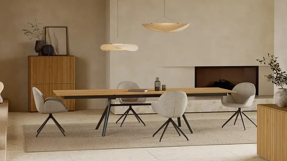 solid wood dining furniture in modern European dining room