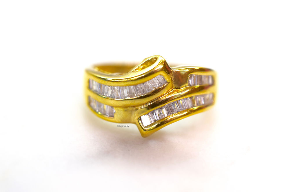 Thumbnail: 14kt Yellow Gold Double Row  Baguette Diamond Ring