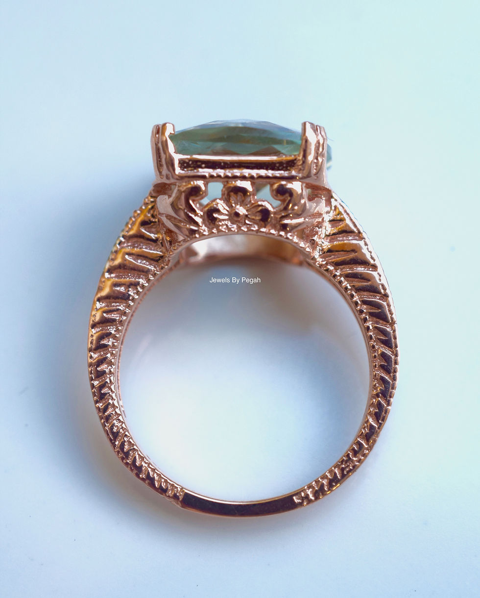 Thumbnail: 14kt Rose Gold 6.95 Carat Green Amethyst And Diamond Ring