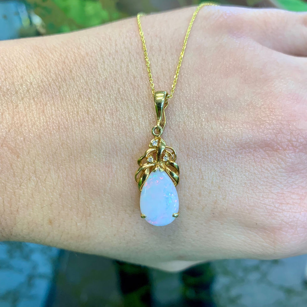 Thumbnail: 14kt Yellow Gold Pear-Shape Opal And Diamond Enhancer Pendant