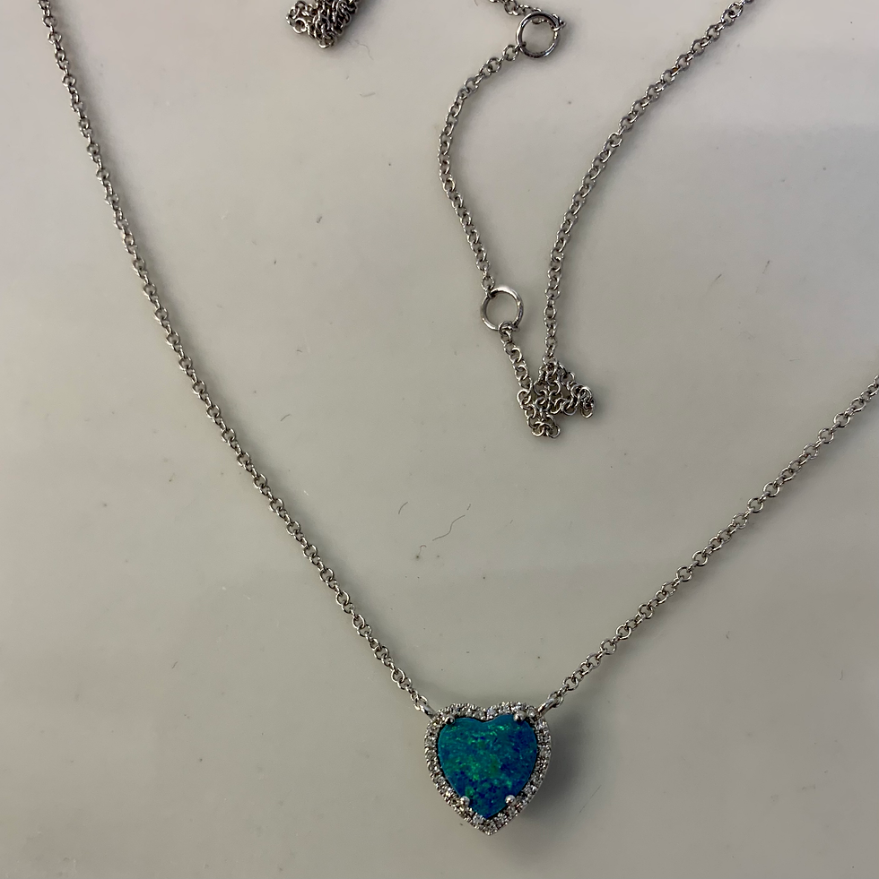 Thumbnail: 14kt White Gold Diamond And Opal Halo Necklace