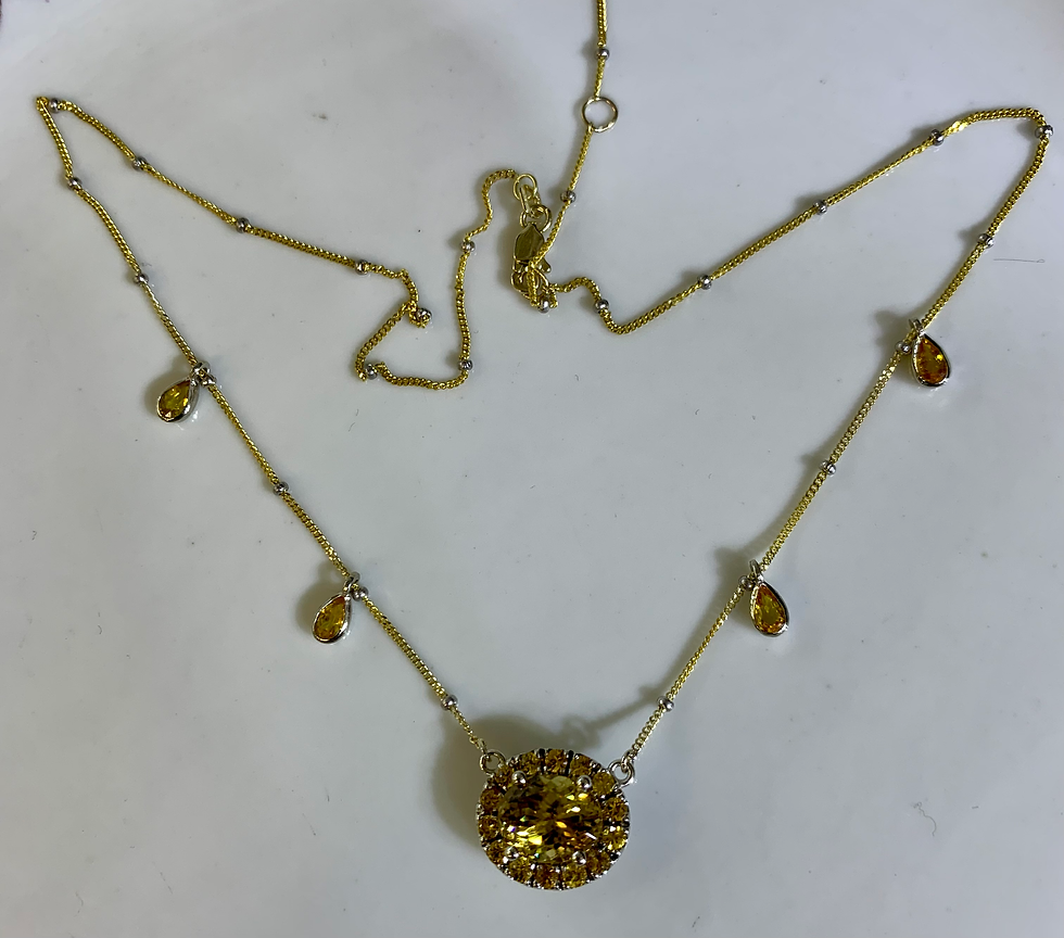 Thumbnail: 14kt Bi-Color Gold Yellow Sapphire And Yellow Zircon Halo Necklace