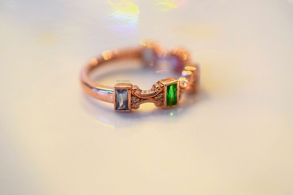 Thumbnail: Any Color 14kt Gold 3 to 5 Stone Family Ring