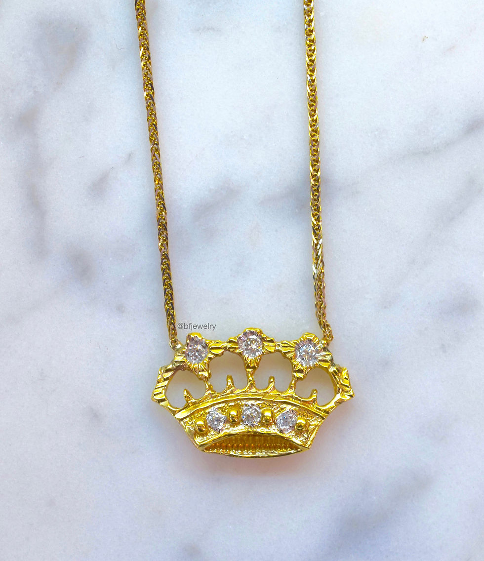 Thumbnail: 14kt Yellow Gold Diamond Crown Necklace