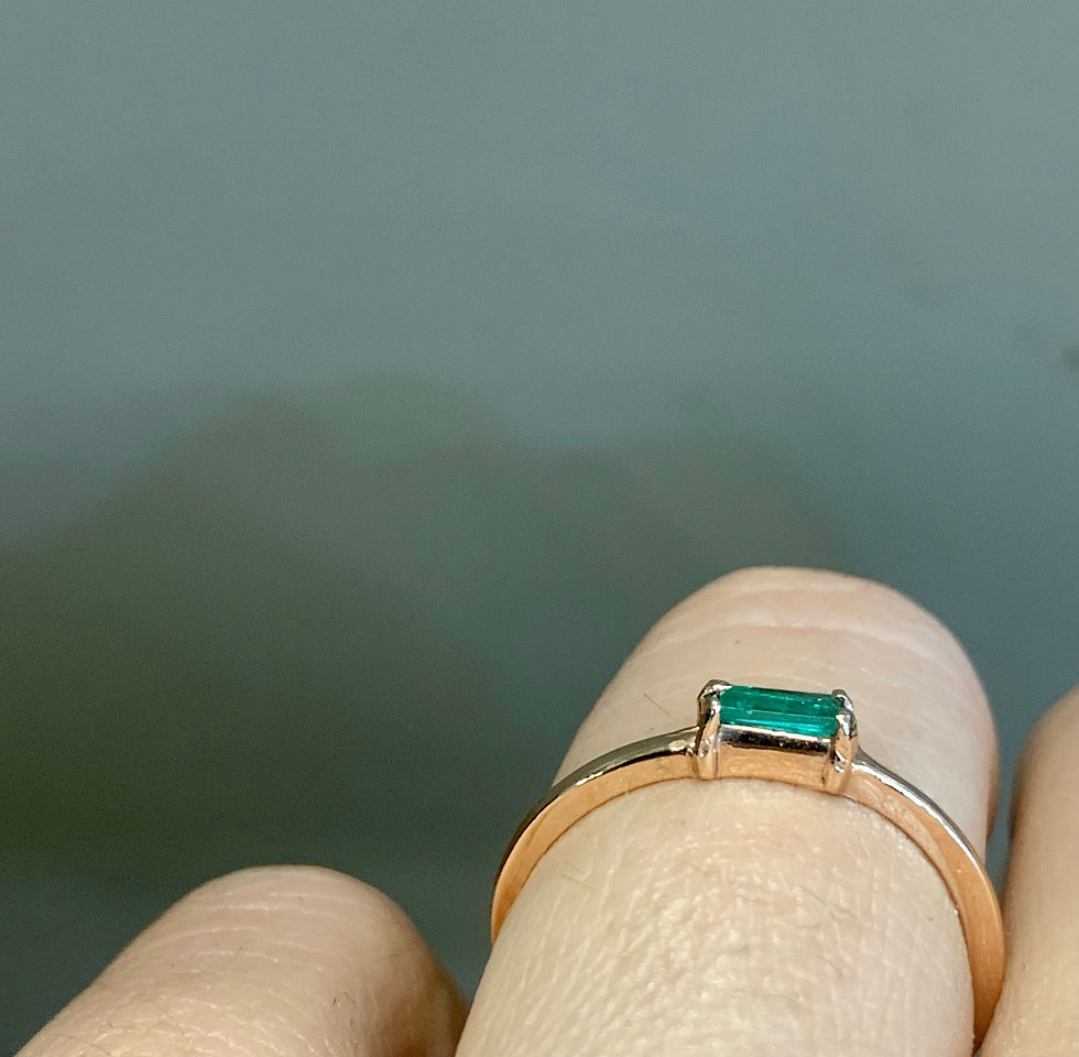 Thumbnail: 14kt Rose Gold Stackable Baguette Emerald Band