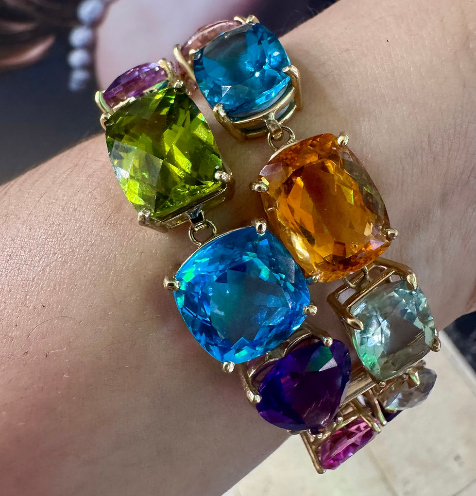 Thumbnail: 14kt Yellow Gold Mixed Shape 55.00 ctw Multi-Gemstone And Diamond Double Strand