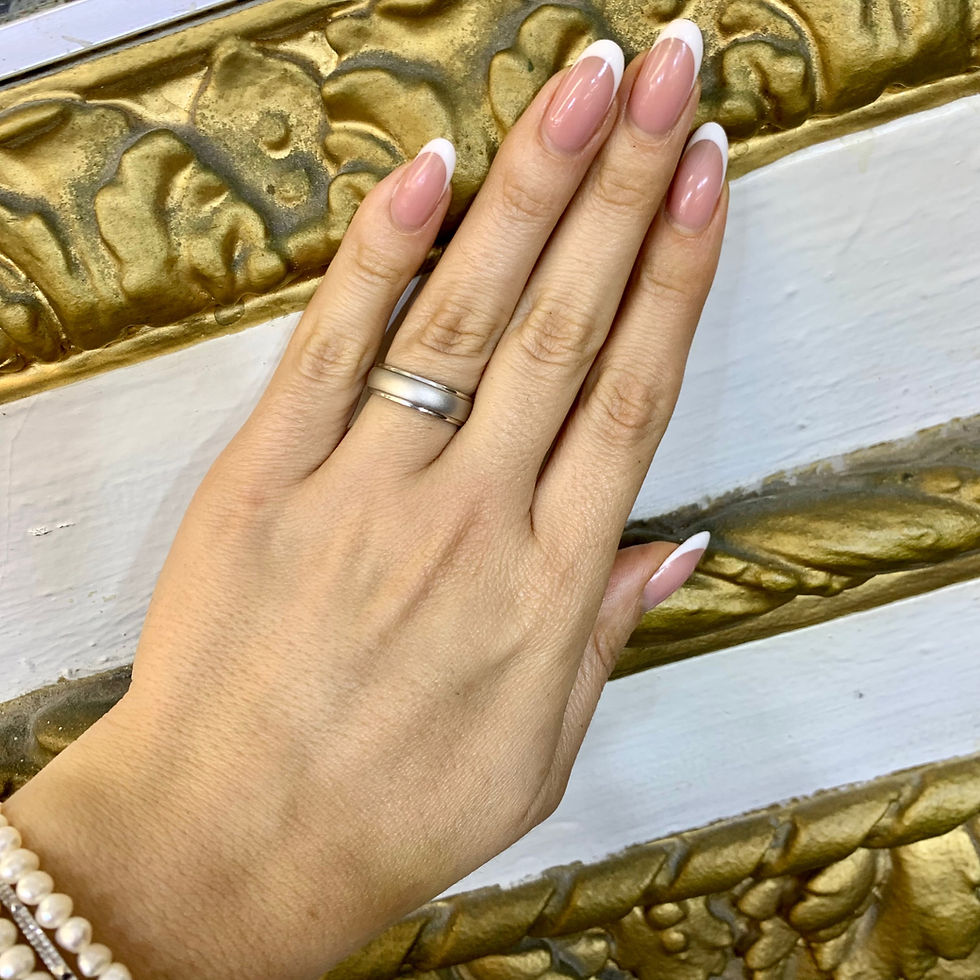 Thumbnail: 14kt White Gold Stepped Edge Matte Finish 6mm Band Size 6
