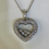 Thumbnail: 14kt White Gold Floating Cubic Zirconia Heart Necklace