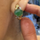 Thumbnail: Vintage 14kt Yellow Gold Jade And Diamond Earrings