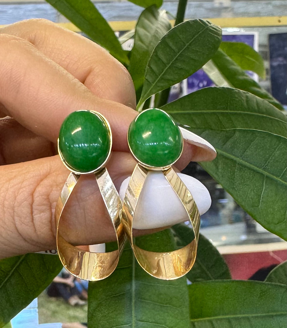 Thumbnail: 14kt Yellow Gold Jade Door Knocker Earring Jackets