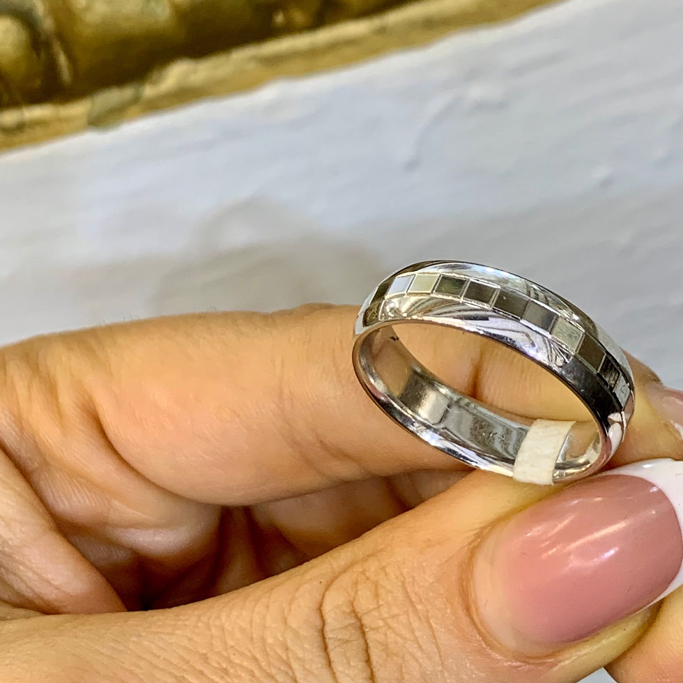 Thumbnail: 14kt White Gold 6 mm Geometric Wedding Band Size 10
